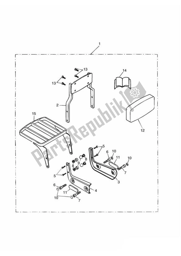 Tutte le parti per il Sissy Bar Standard + Luggage Rack Kit del Triumph America Carburettor 790 2002 - 2007